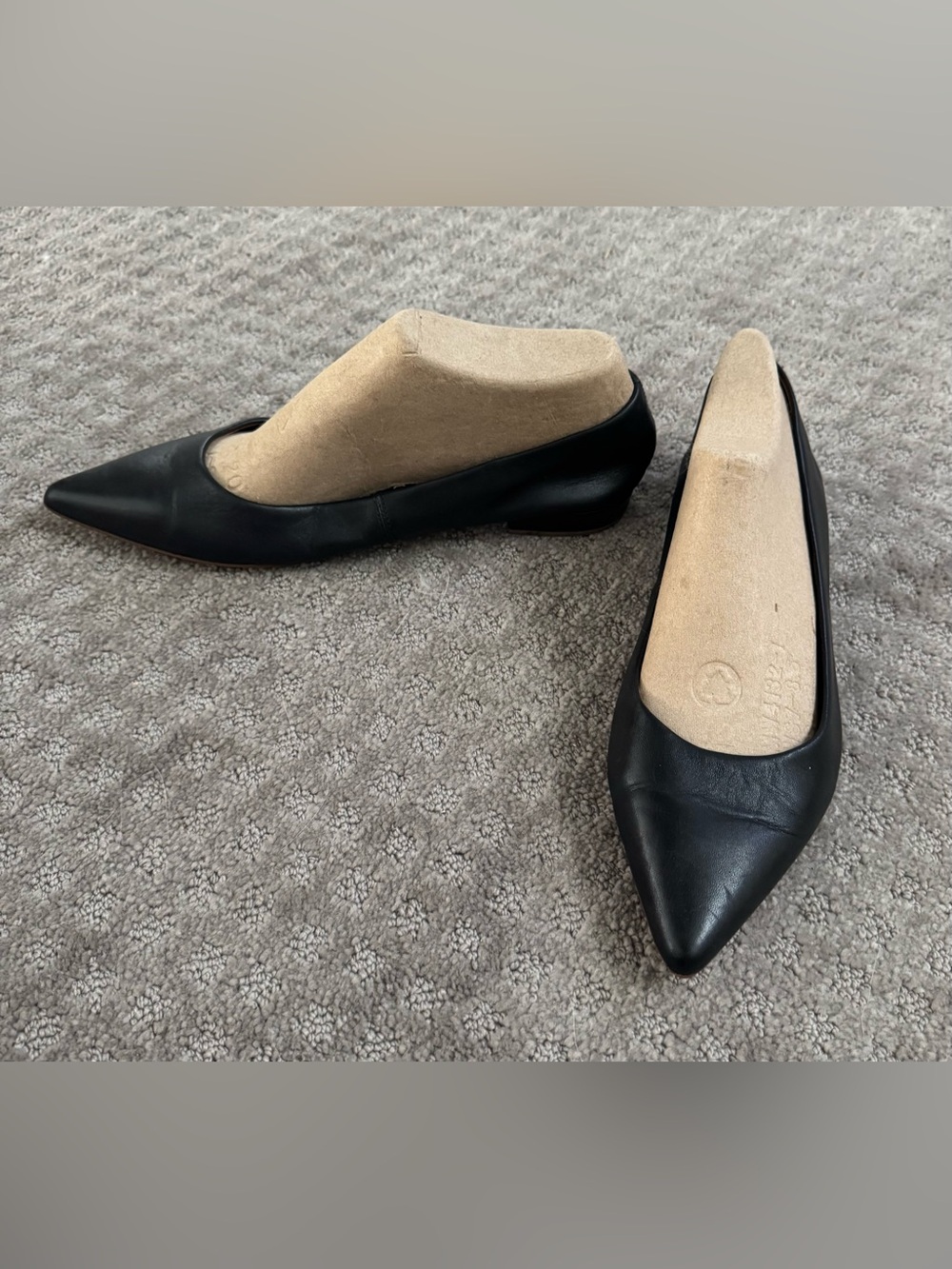 J Crew Black Pointed Toe Leather Women's Flats